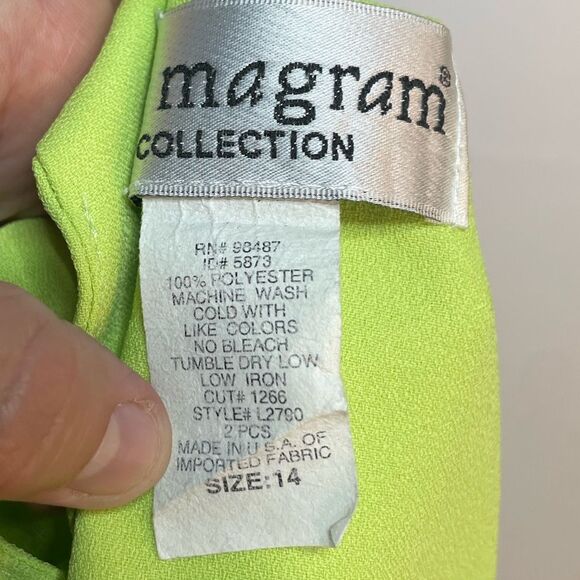 Lew Magram Neon Lime Green Top & Bottom Set Size 14 - Picture 14 of 16